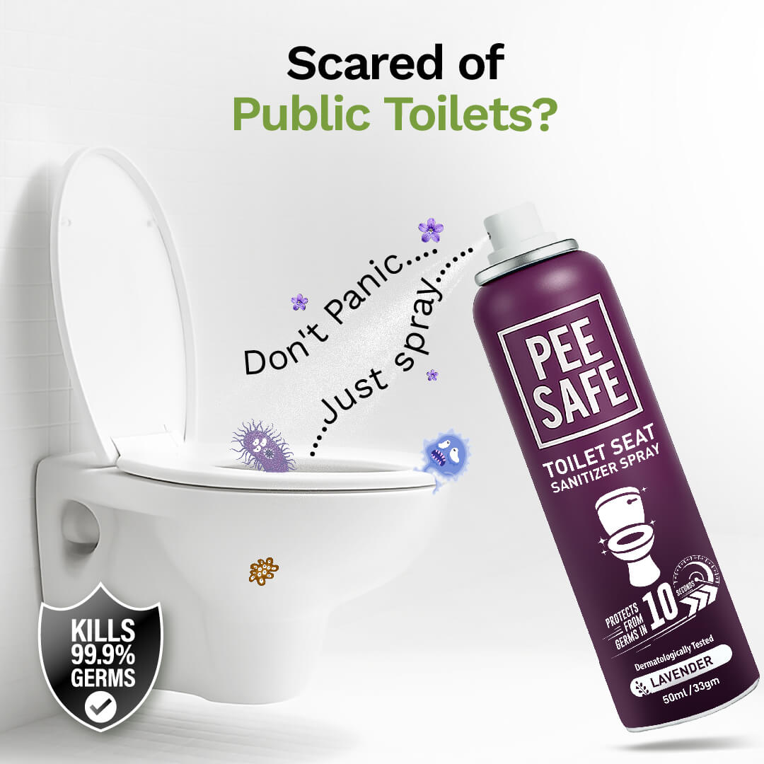 Pee Safe Toilet Seat Sanitizer Spray (Lavender) - 50 ML