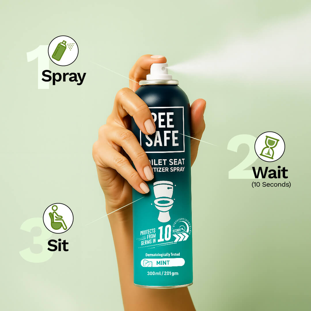 Pee Safe Toilet Seat Sanitizer Spray (Mint) - 300 ML - BULK BUY