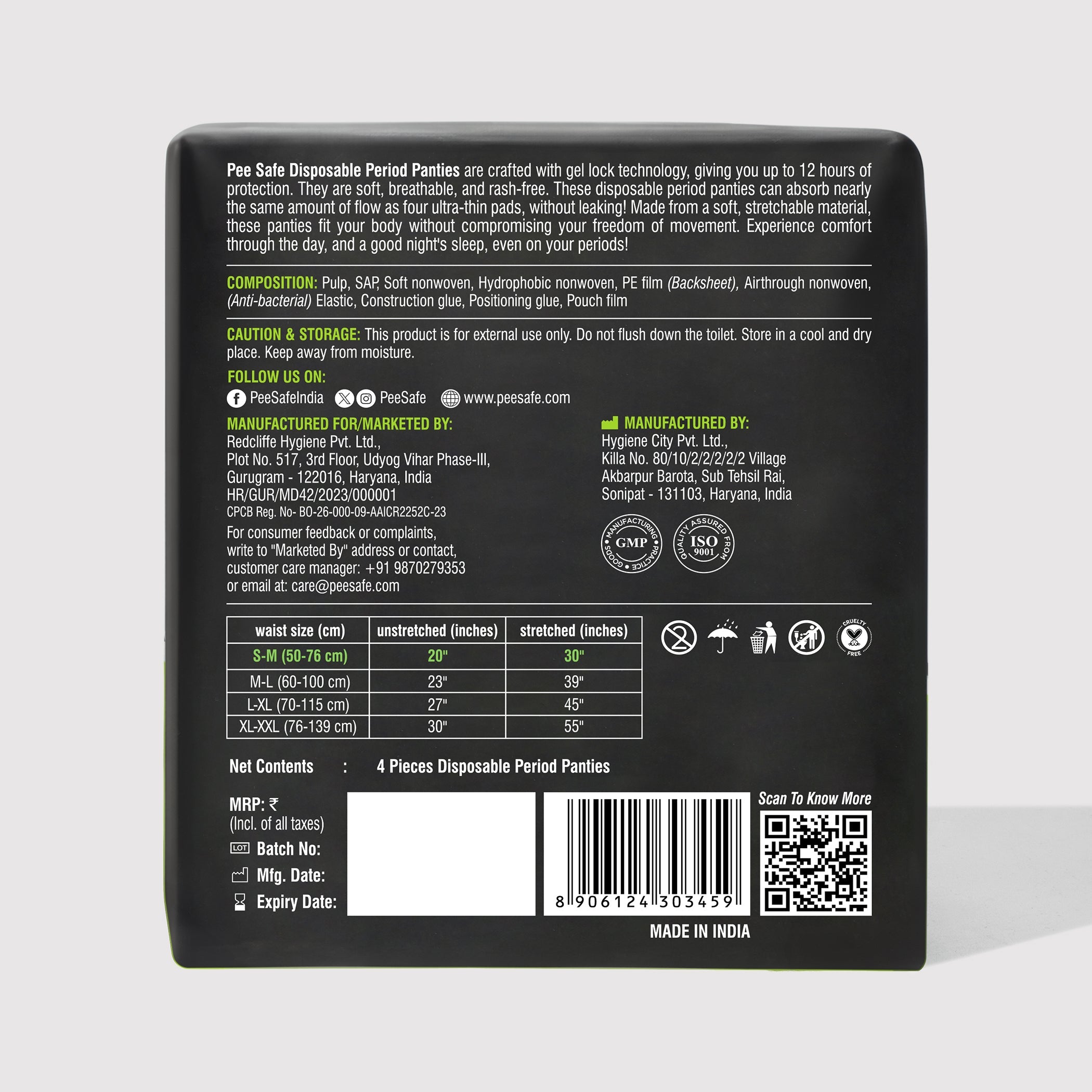 Pee Safe Disposable Period Panty (S-M) 4N (Pack of 2)