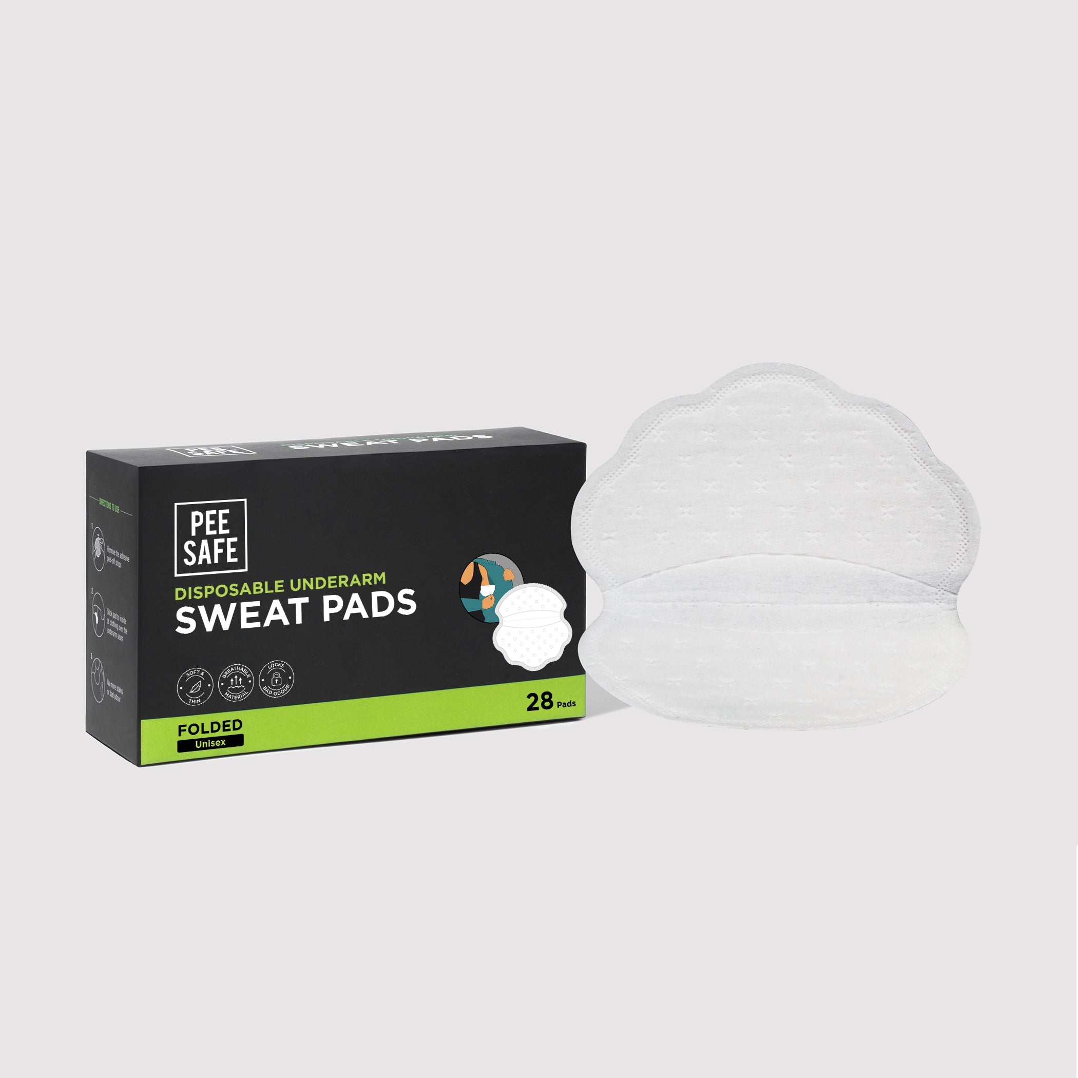 Pee Safe Disposable Underarm Sweat Pads (Folded) - 28 Pads - BYOC