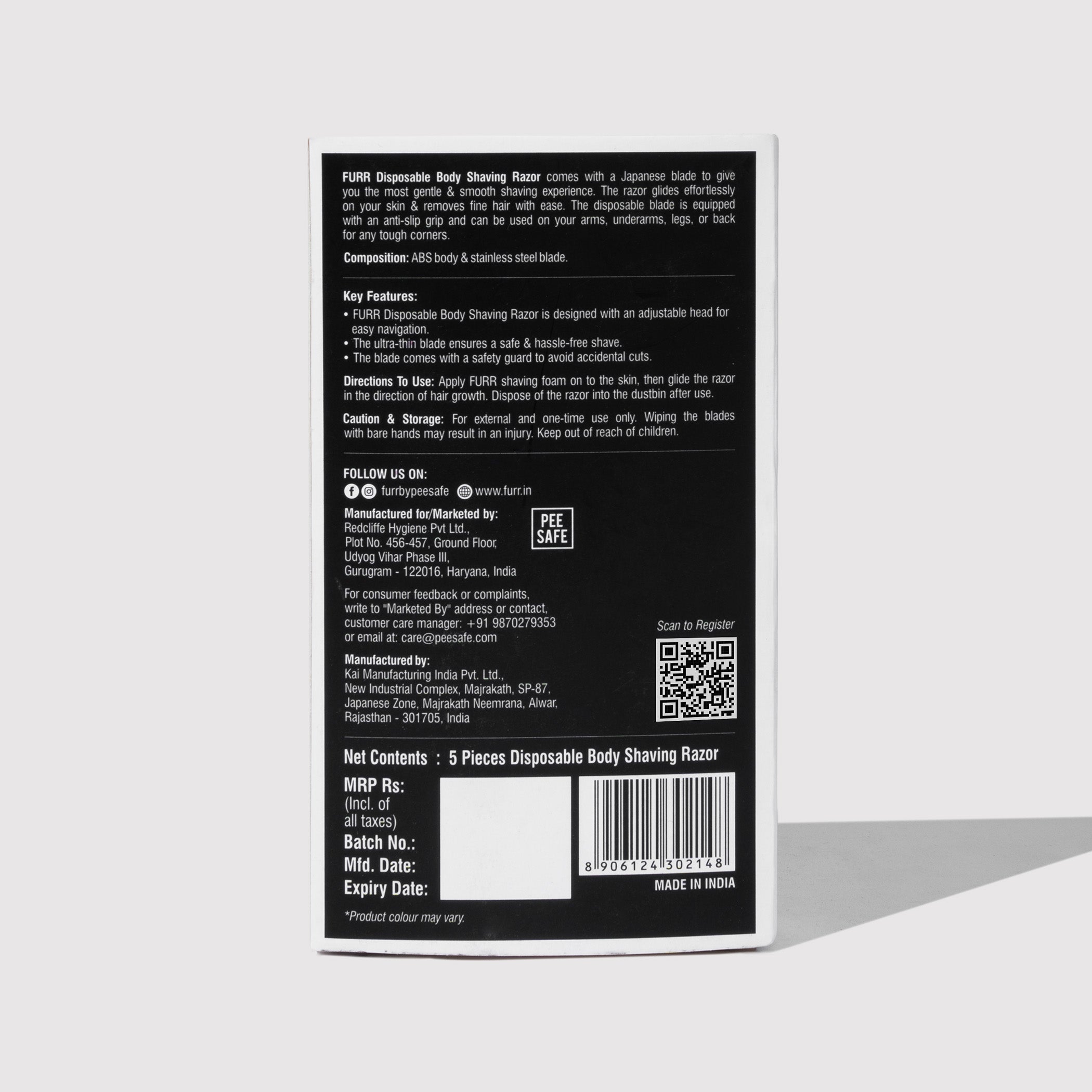 Furr Disposable Body Shaving Razor (Pack of 5)