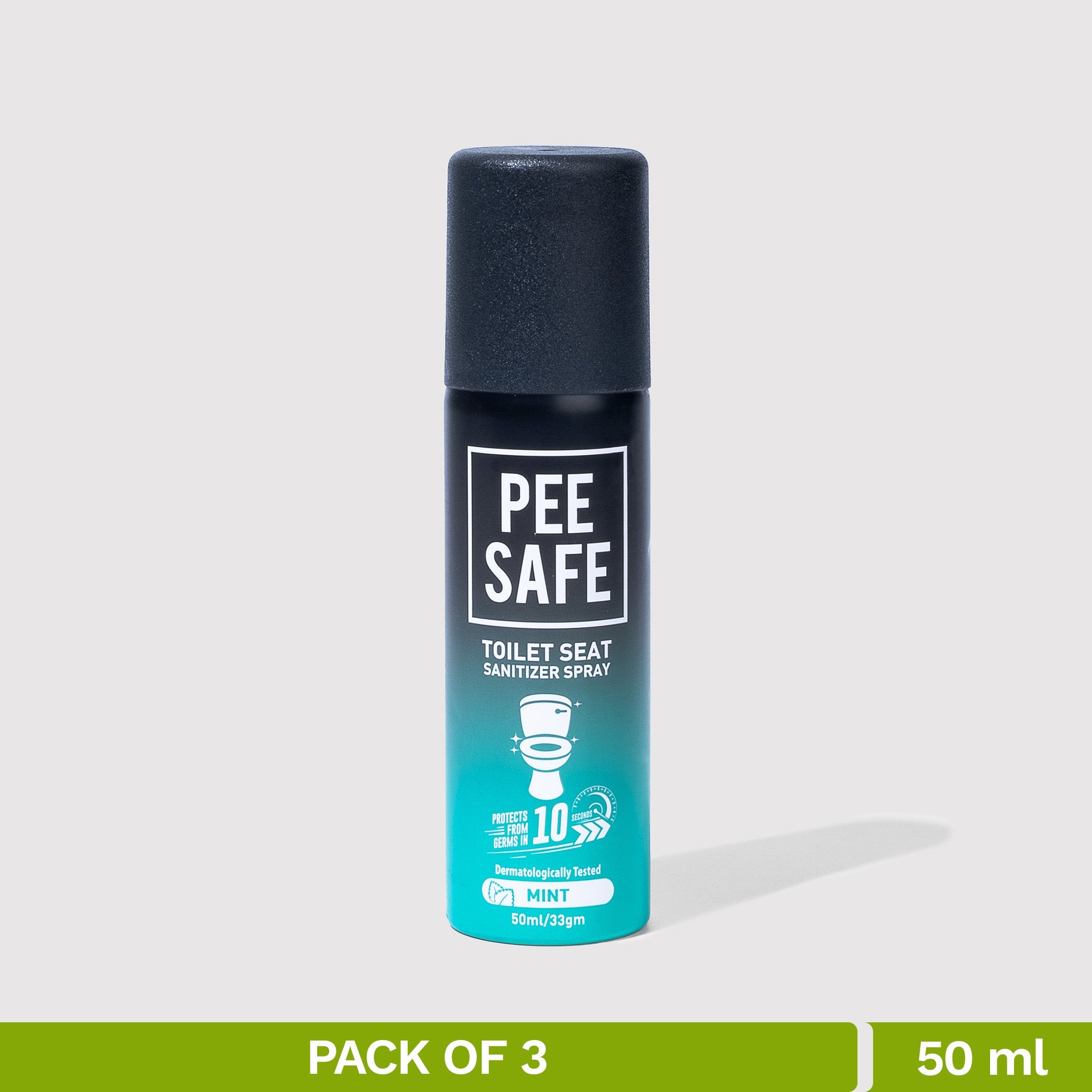 Pee Safe Toilet Seat Sanitizer Spray (Mint) - 50 ML (Pack of 3)