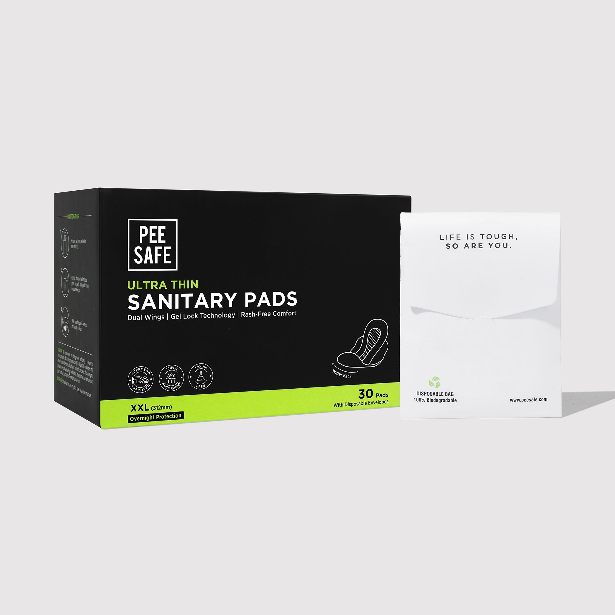 Pee Safe Ultra Thin Sanitary Pads - XXL (30 Pads)