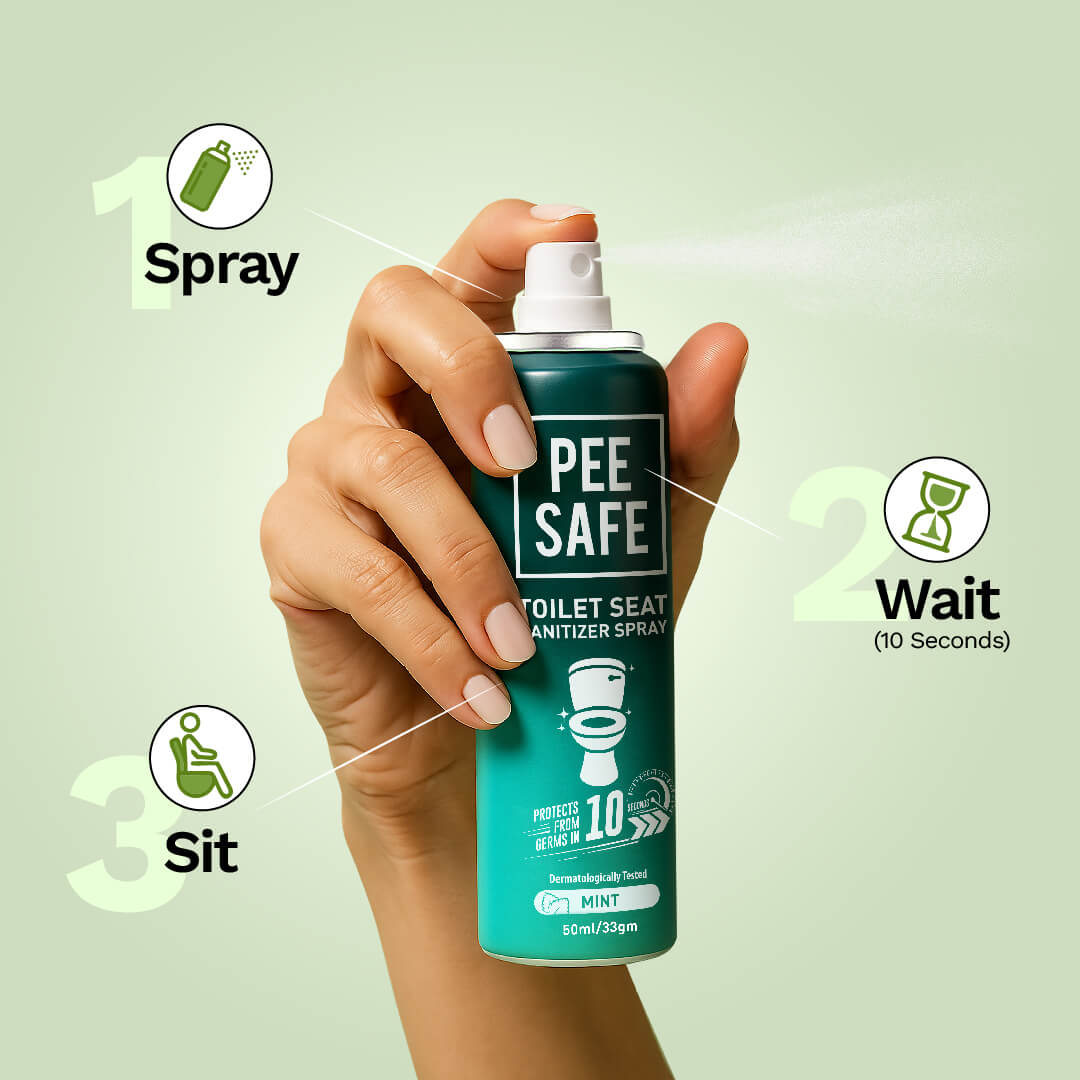 Pee Safe Toilet Seat Sanitizer Spray (Mint) - 50 ML (Pack of 2) - BYOC
