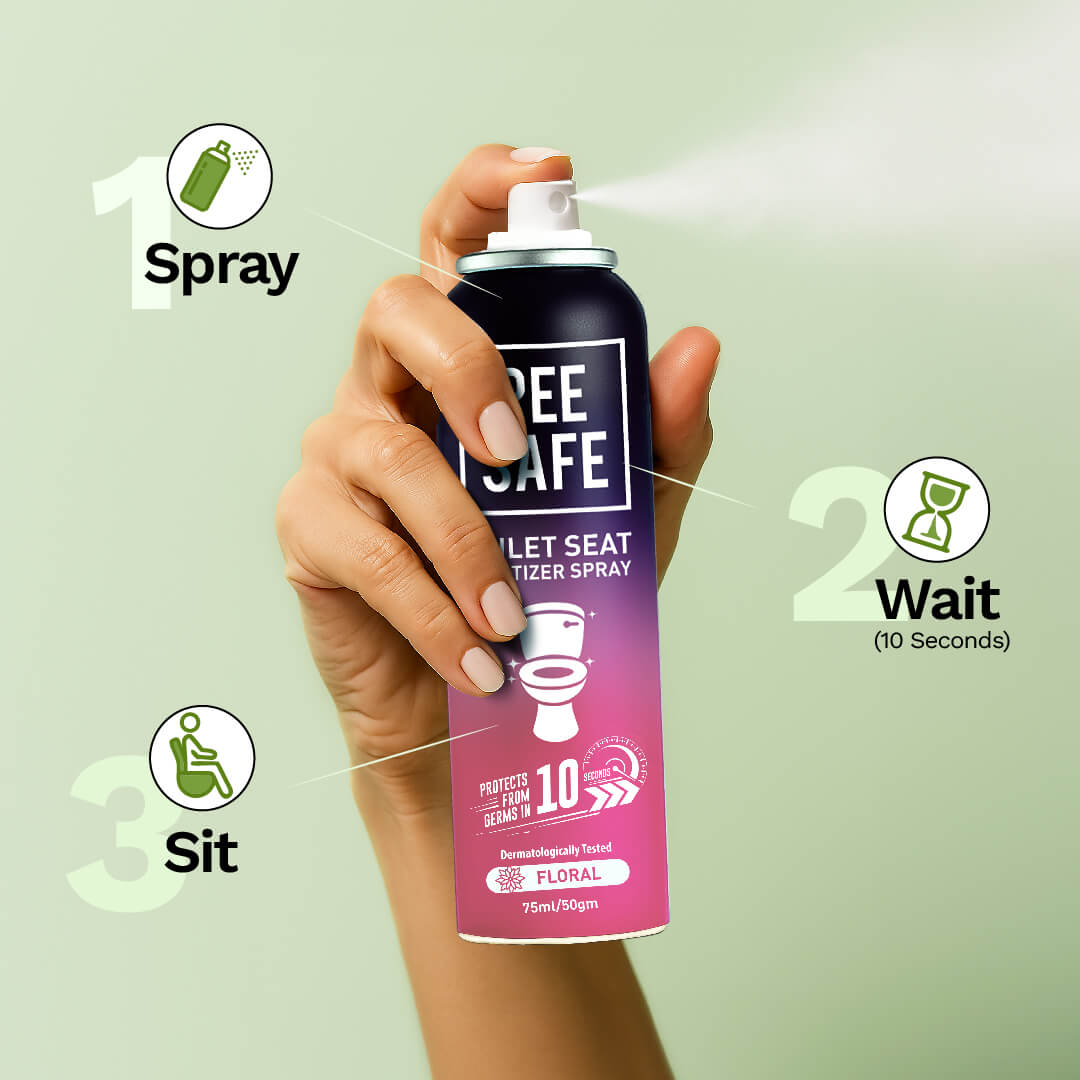 Pee Safe Toilet Seat Sanitizer Spray (Floral) - 75 ML (Pack of 3)