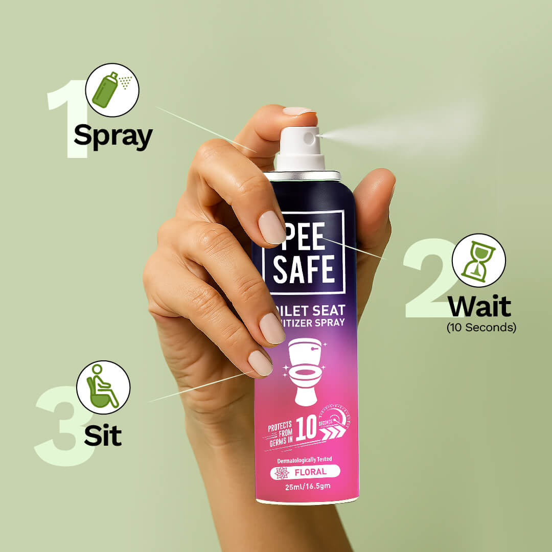 Pee Safe Mini Toilet Seat Sanitizer Spray (Floral) - 25 ML - BYOC