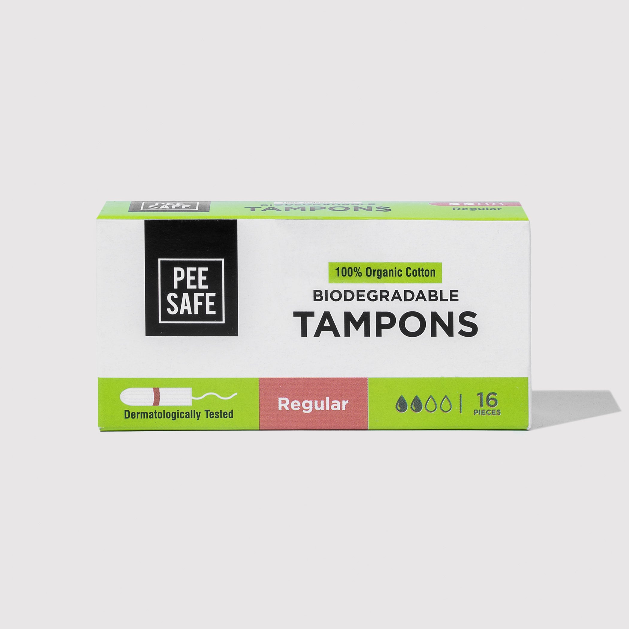 Pee Safe Biodegradable Tampons- Regular (16 Tampons) - BYOC