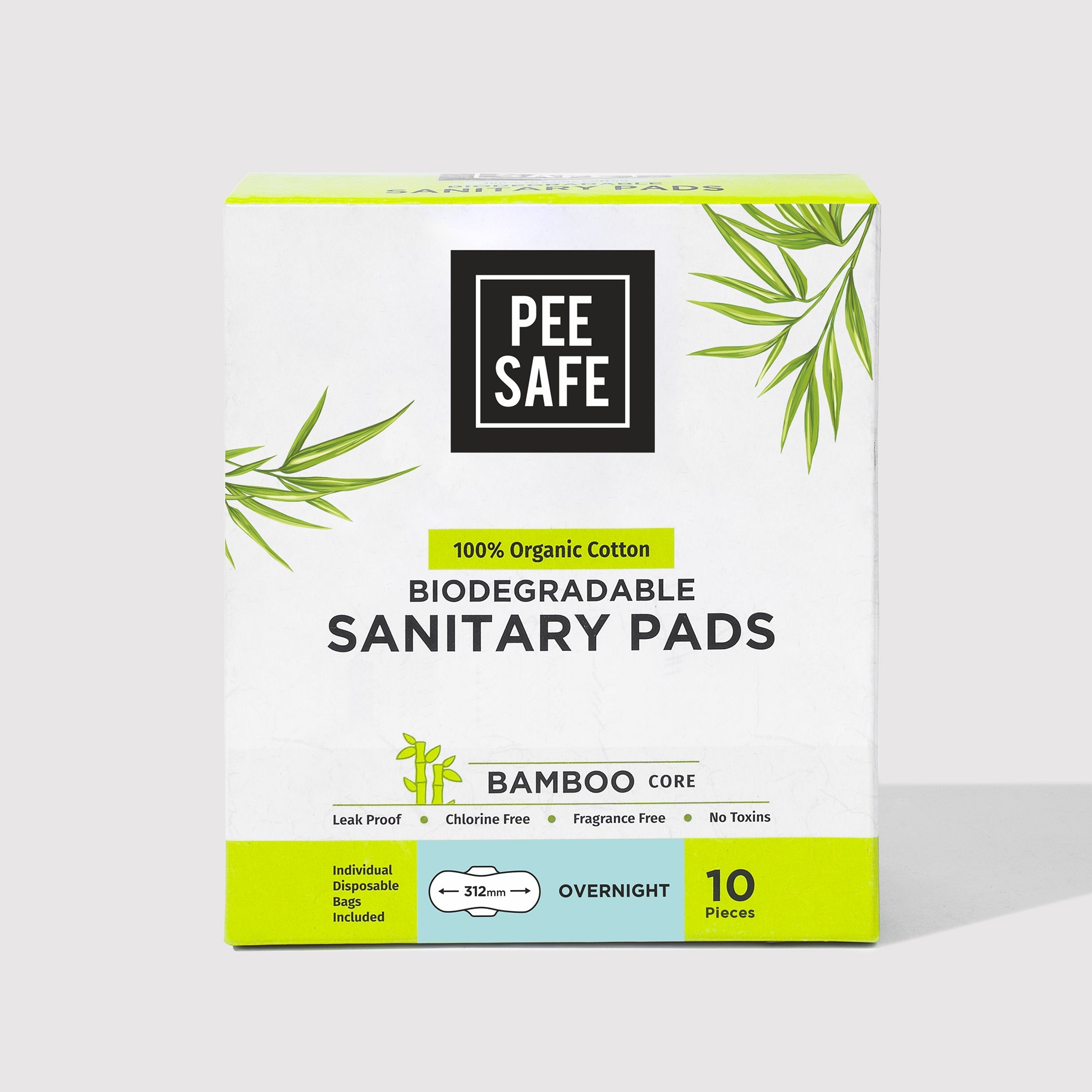 Pee Safe Biodegradable Sanitary Pads - Overnight (Pack of 10)