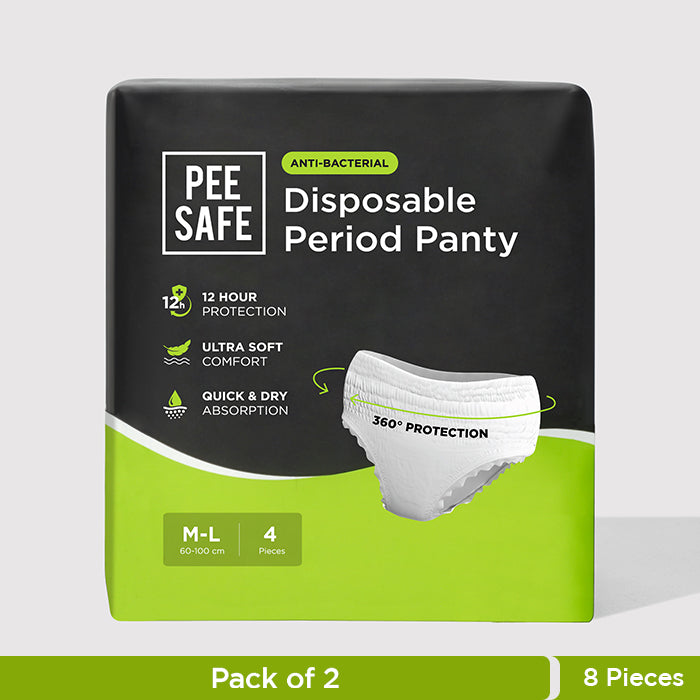 Pee Safe Disposable Period Panty (M-L) 4N - (Pack Of 2)