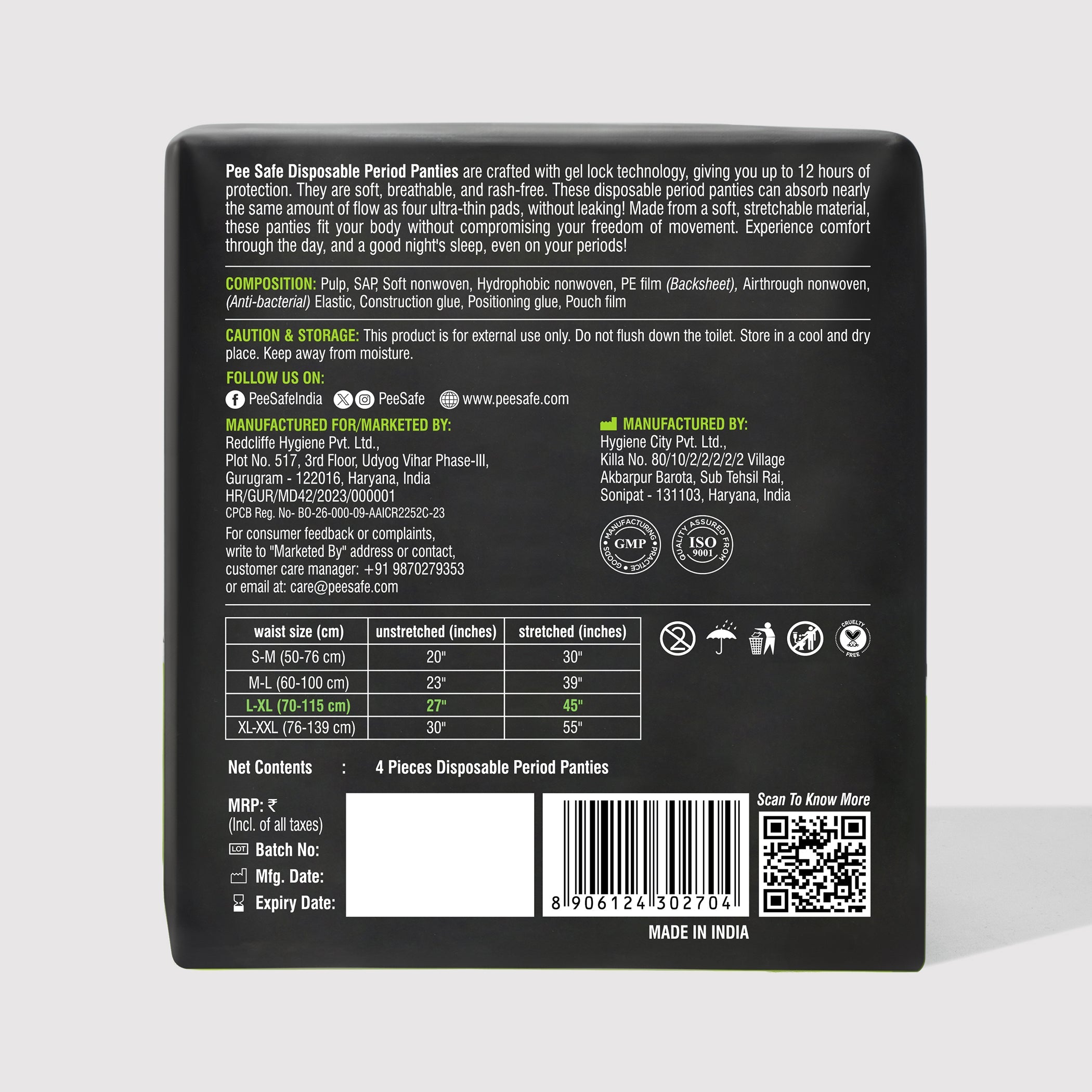 Pee Safe Disposable Period Panty 4N - BYOC