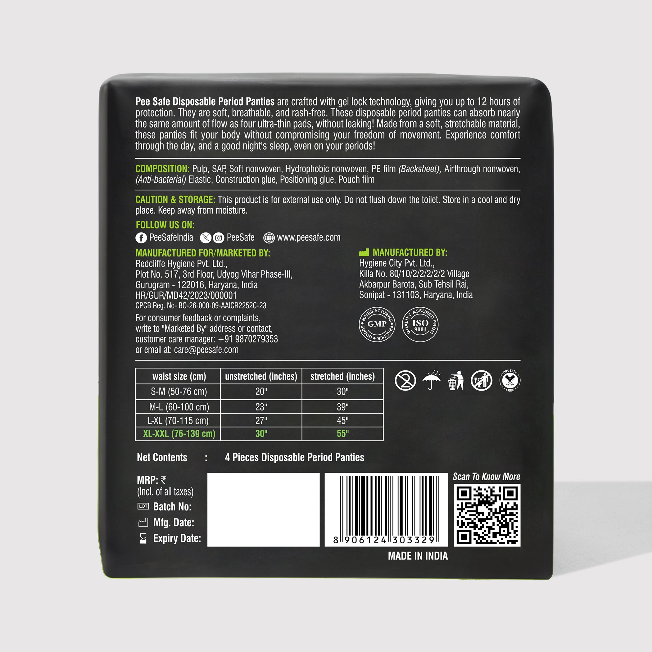 Pee Safe Disposable Period Panty 4N - BYOC