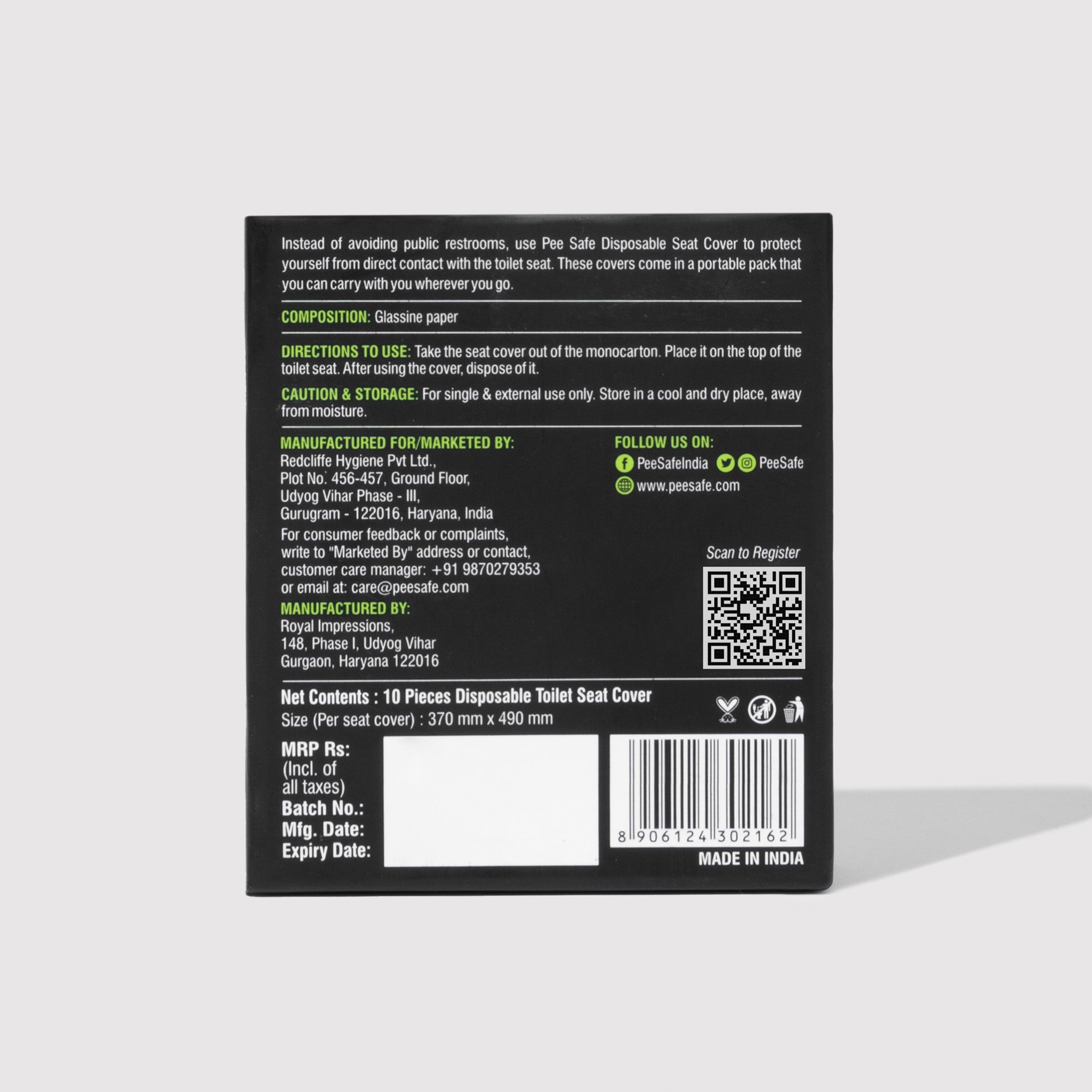 Pee Safe Disposable Toilet Seat Cover (10N)