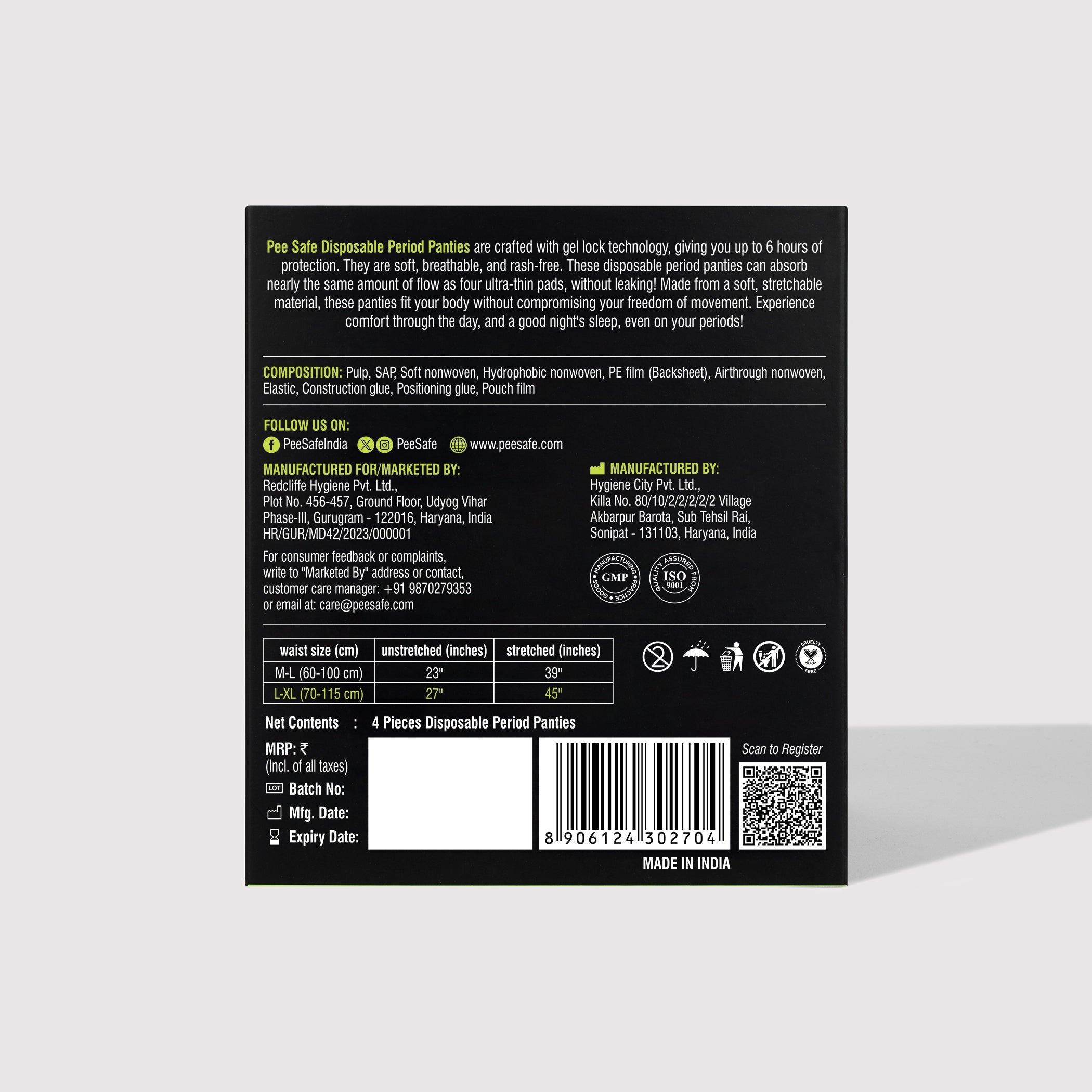 Pee Safe Disposable Period Panty (L-XL) 4N - (Pack Of 2)- BYOC