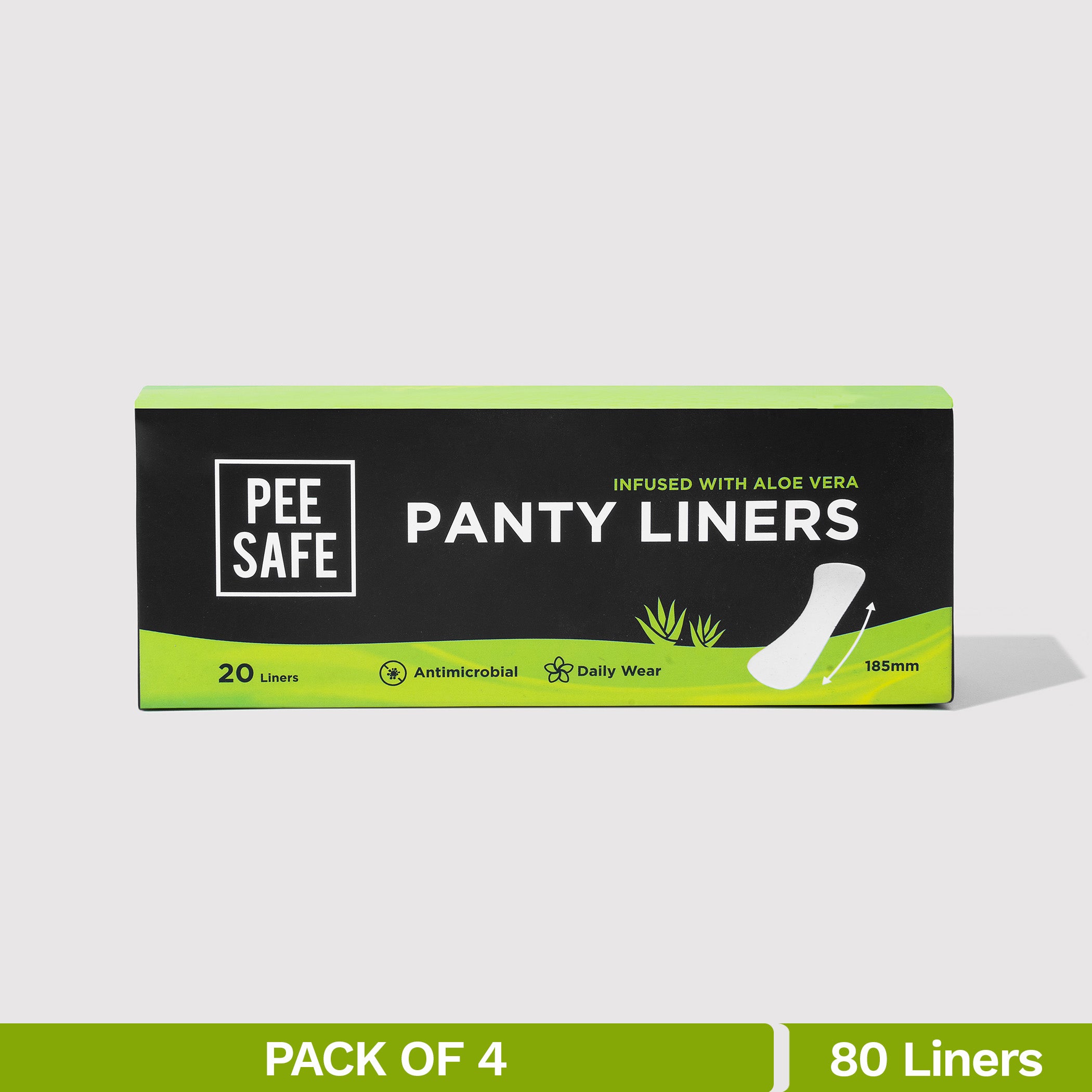 Pee Safe Aloe Vera Panty Liners (Pack of 4, 80 Liners)
