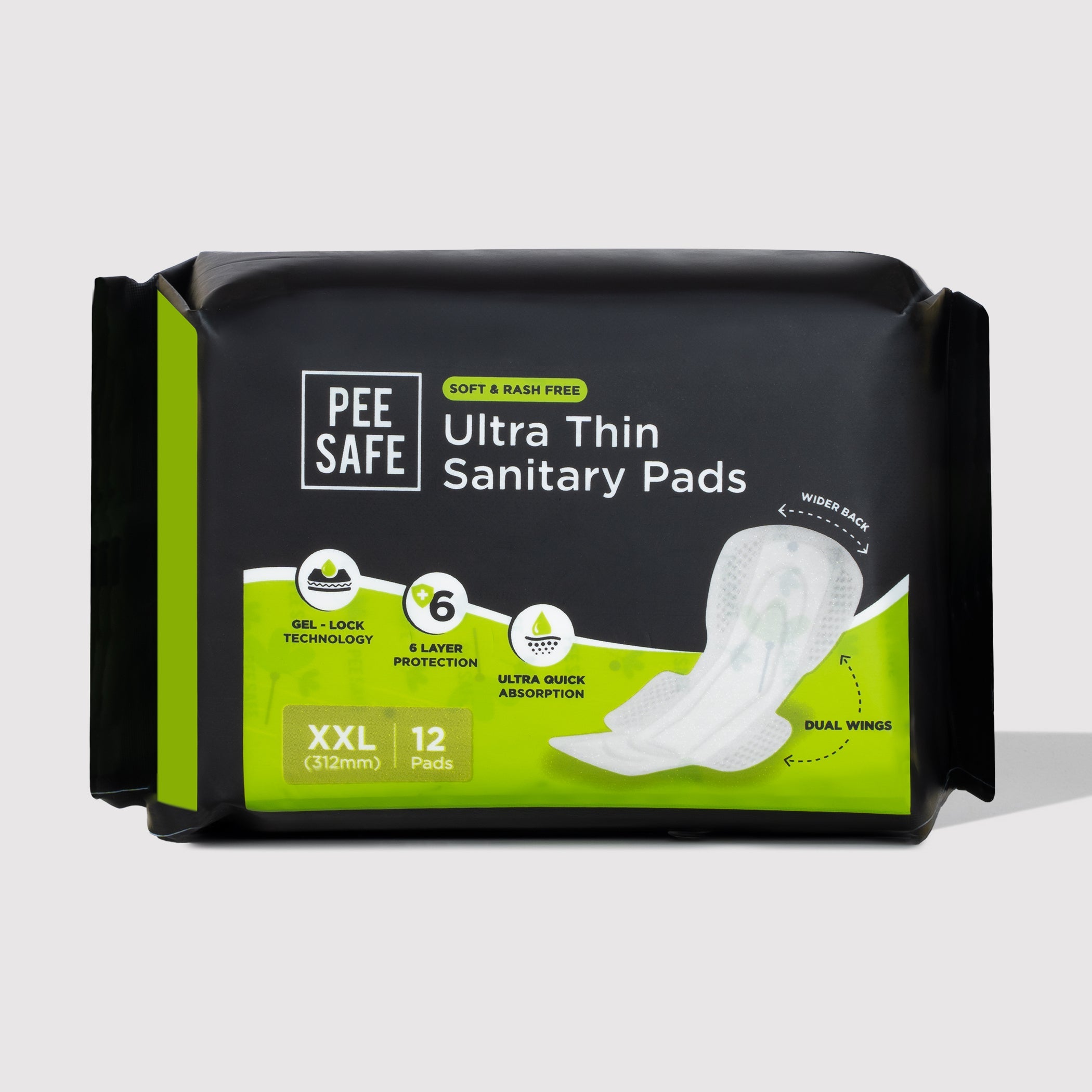 Pee Safe Ultra Thin Sanitary Pads - XXL (12 Pads)